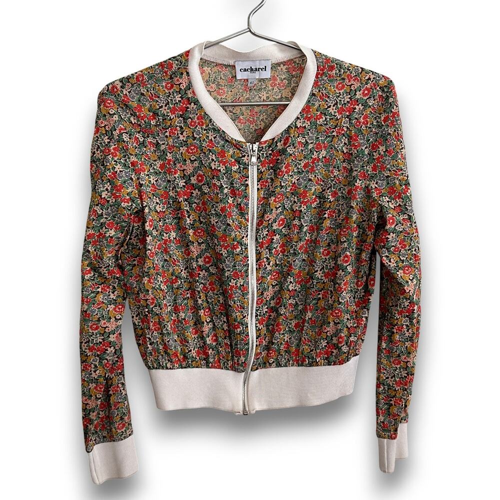 Cacharel Vintage 80s Liberty Floral Bomber Jacket Size 40 Cotton
